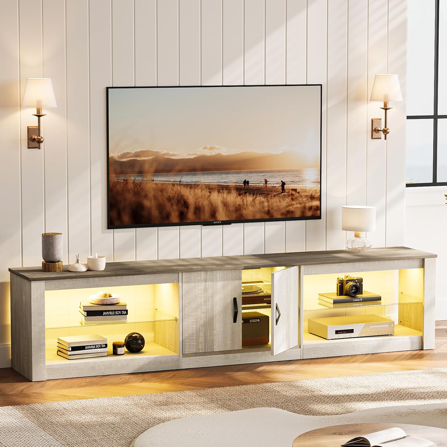 Gaming Console Entertainment Center - 80 Inch TV Stand for 75-86