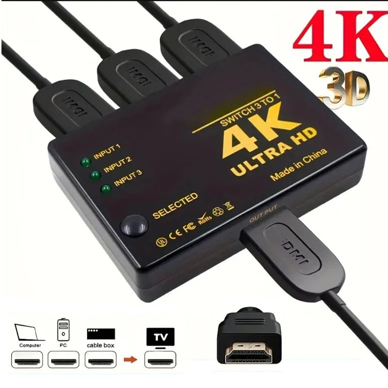 Gaming Console Bundle - HDMI-compatible Switch 4K Switcher 3 in