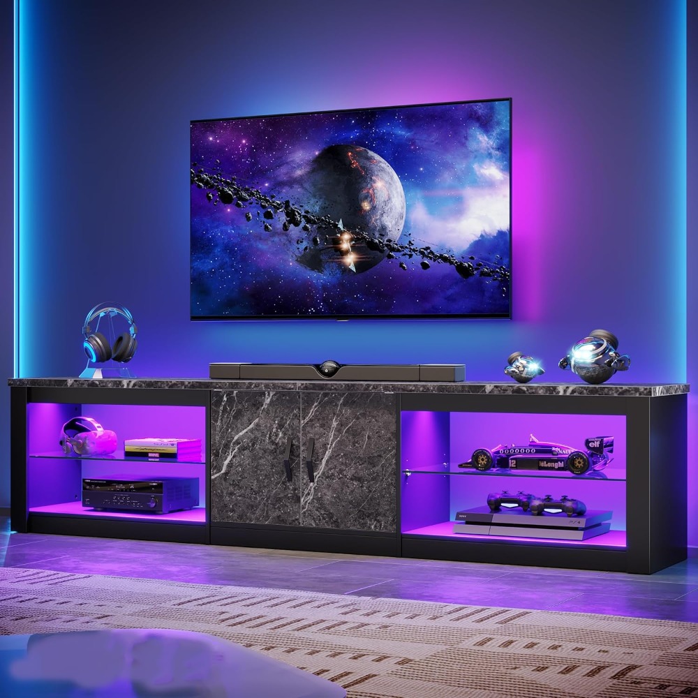 Gaming Console Entertainment Center - 80 Inch TV Stand for 75-86