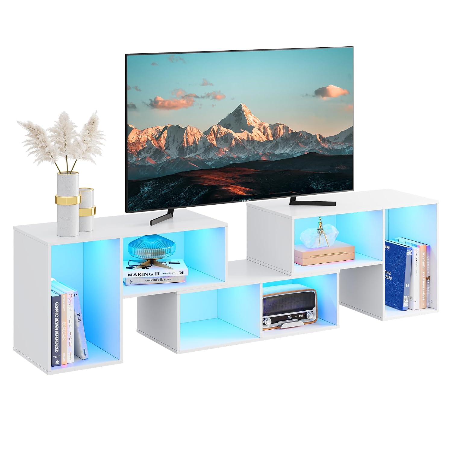 Gaming Console Entertainment Center - Deformable TV Stand with LED Strip