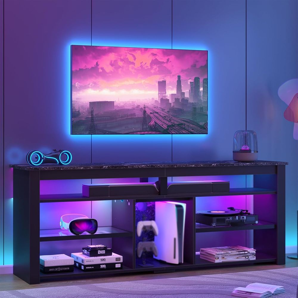 Gaming Console Entertainment Center - 70 Inch TV Stand with Tall