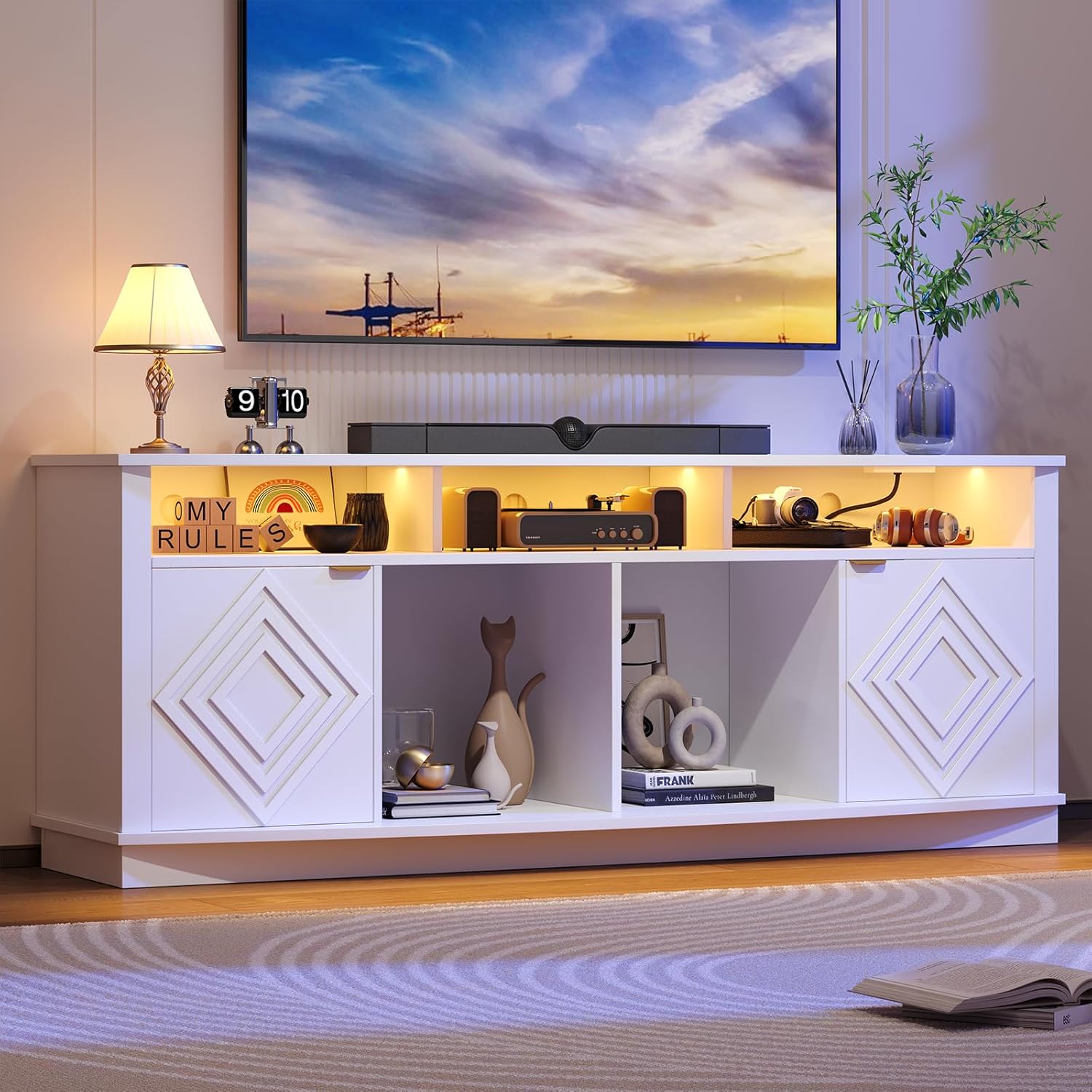 Gaming Console Entertainment Center - LED TV Stand for 80 Inch