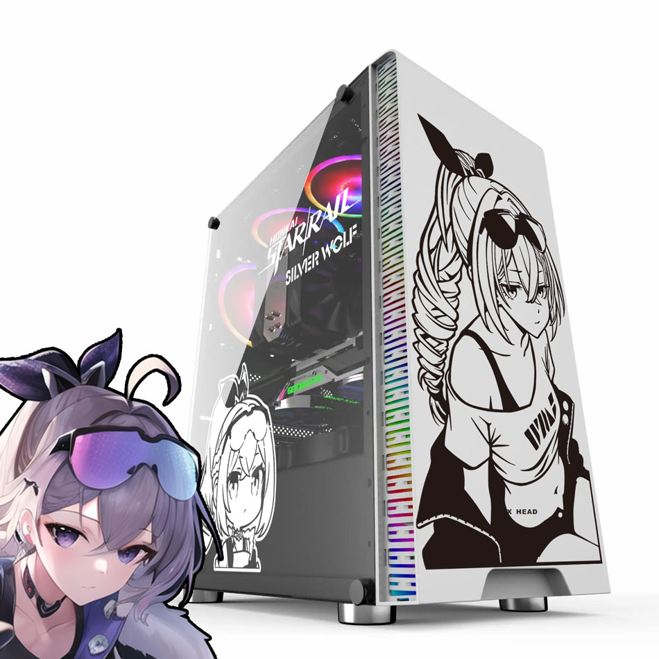 Console Gaming Pc Case - Silver Wolf Anime Stickers for PC