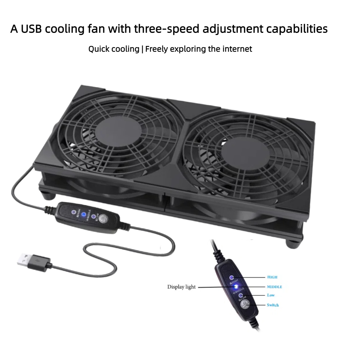 Dual USB Cooling Fan with 3-Sp - Gaming Console And Pc 评论和价格