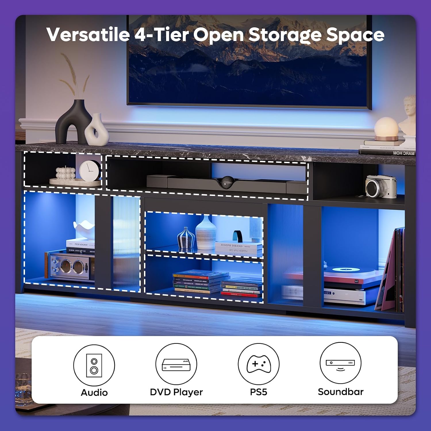 80 Inch TV Stand for 85 Inch T - Gaming Console Entertainment Center 评论和价格