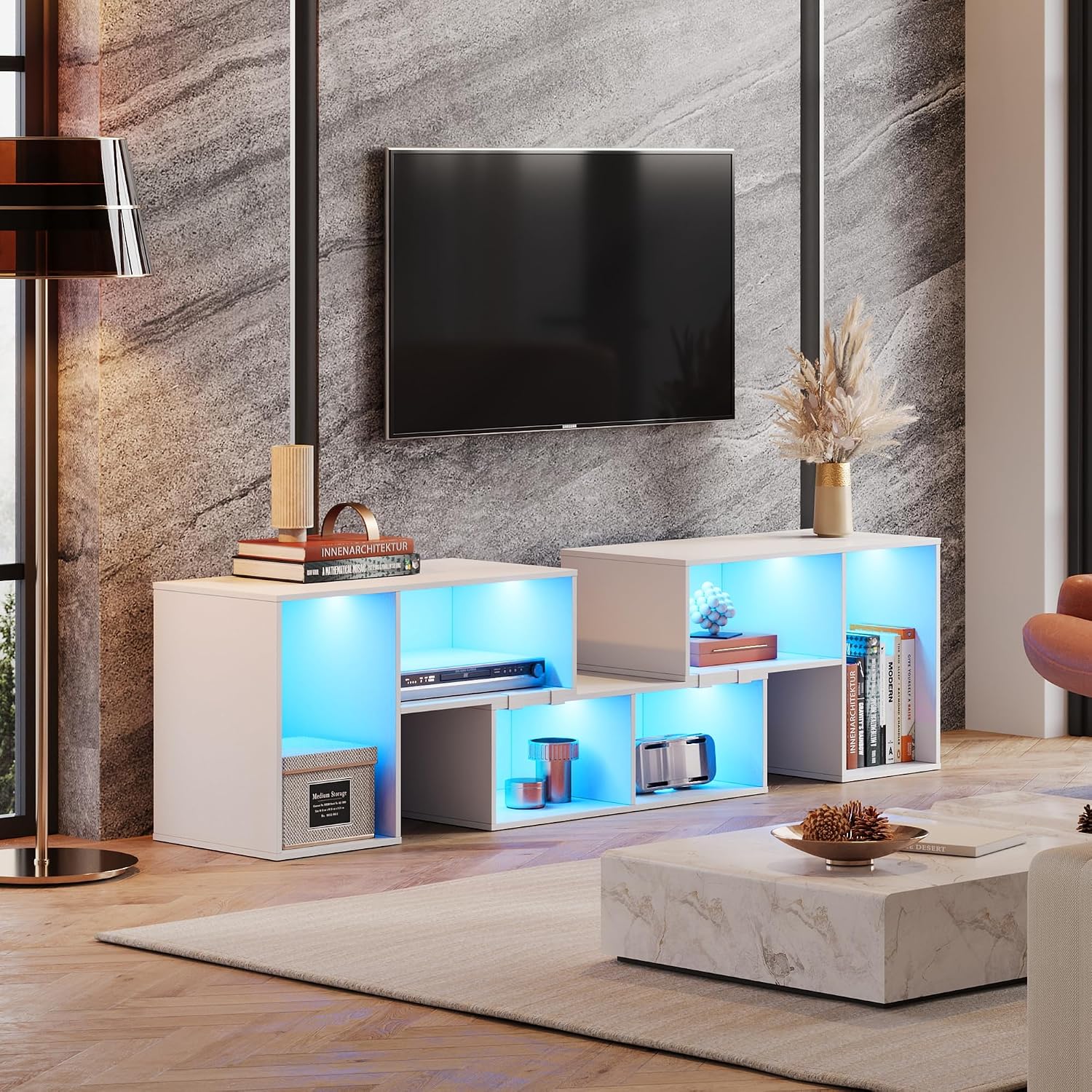 Deformable TV Stand with LED S - Gaming Console Entertainment Center 评论和价格