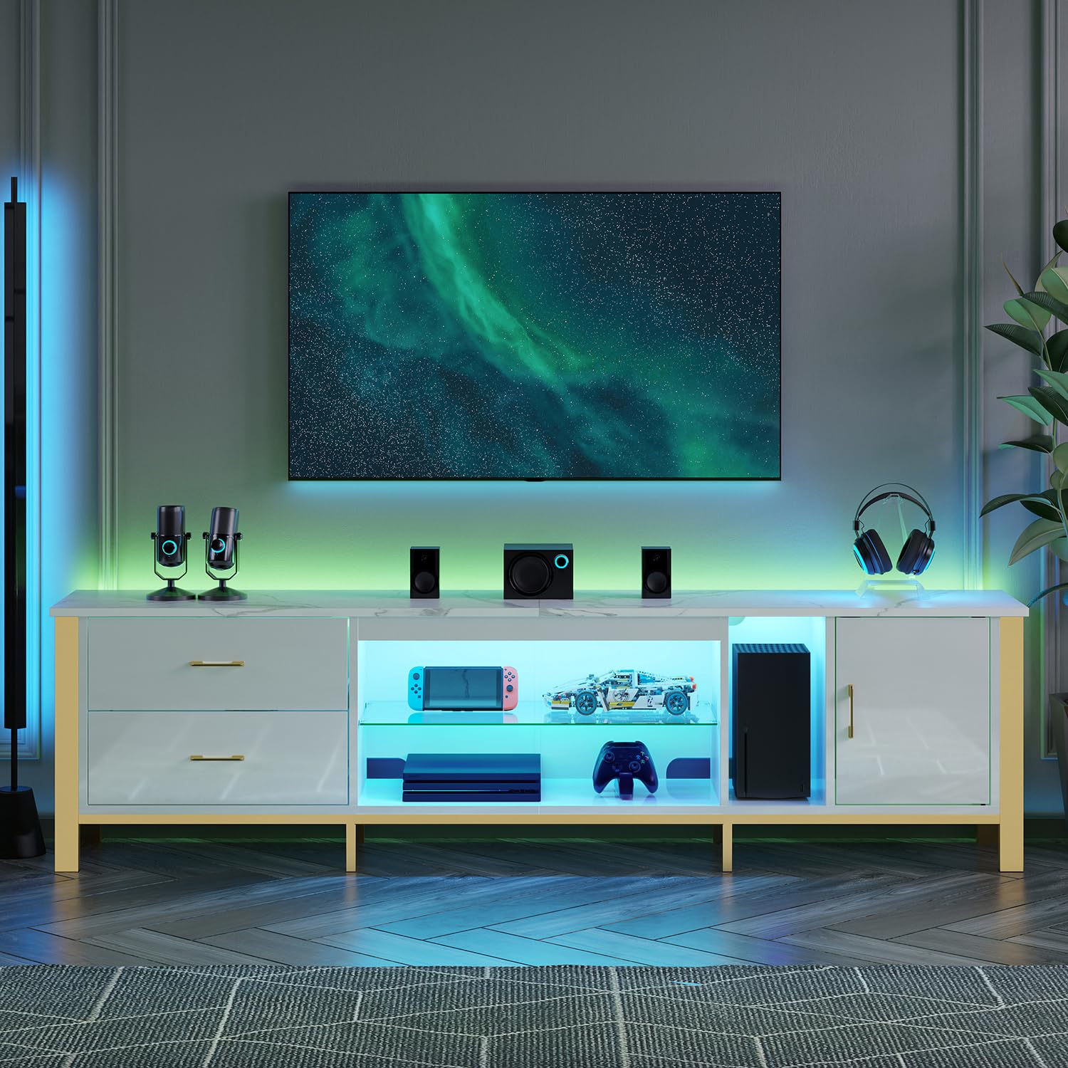TV Stand for 75/80/85 inch TVs - Gaming Console Entertainment Center 评论和价格