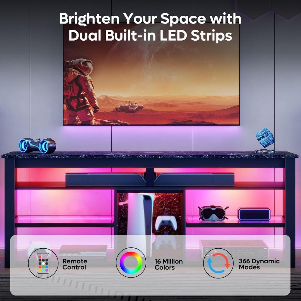 70 Inch TV Stand with Tall Ent - Gaming Console Entertainment Center 评论和价格