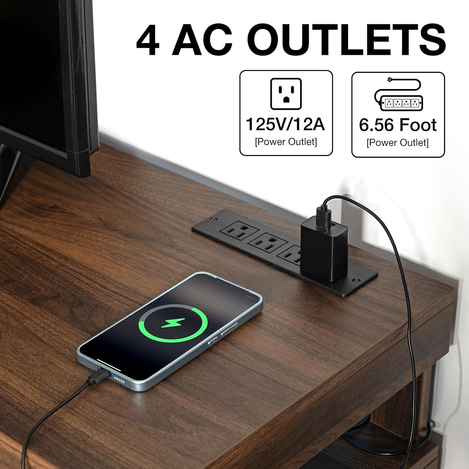 LED TV Stand with Power Outlet - Gaming Console Entertainment Center 评论和价格