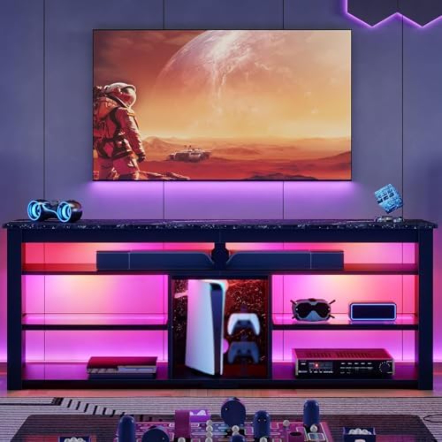 TV Stand for 70 inch TV, Tall  - Gaming Console Entertainment Center 评论和价格