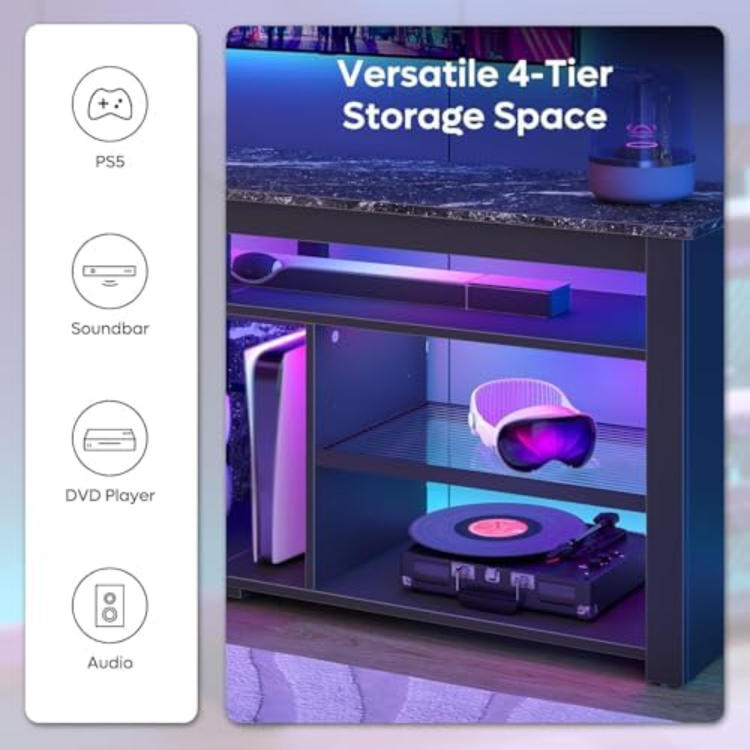 TV Stand for 70 inch TV, Tall  - Gaming Console Entertainment Center 评论和价格