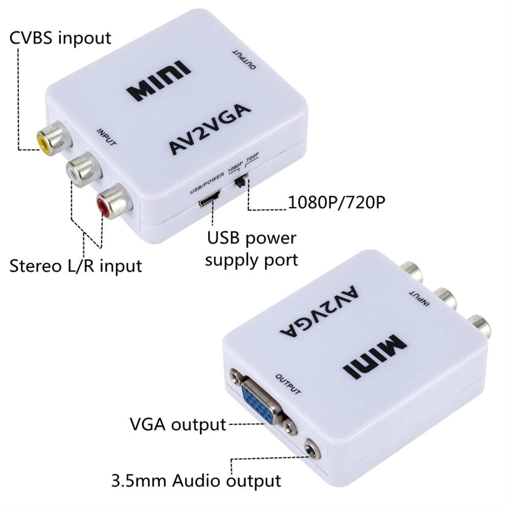 VGA to AV Converter 1080P RCA  - Gaming Console Or Pc 评论和价格