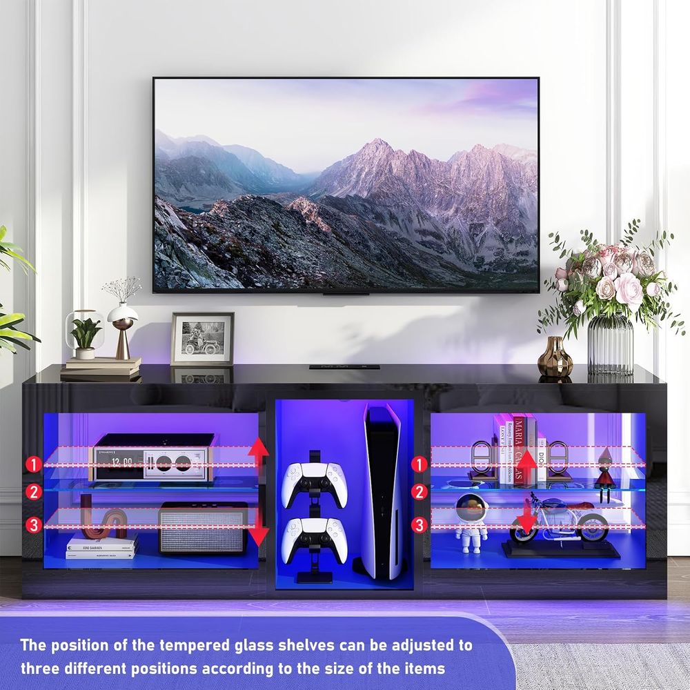 LED TV Stands with Power Outle - Gaming Console Entertainment Center 评论和价格