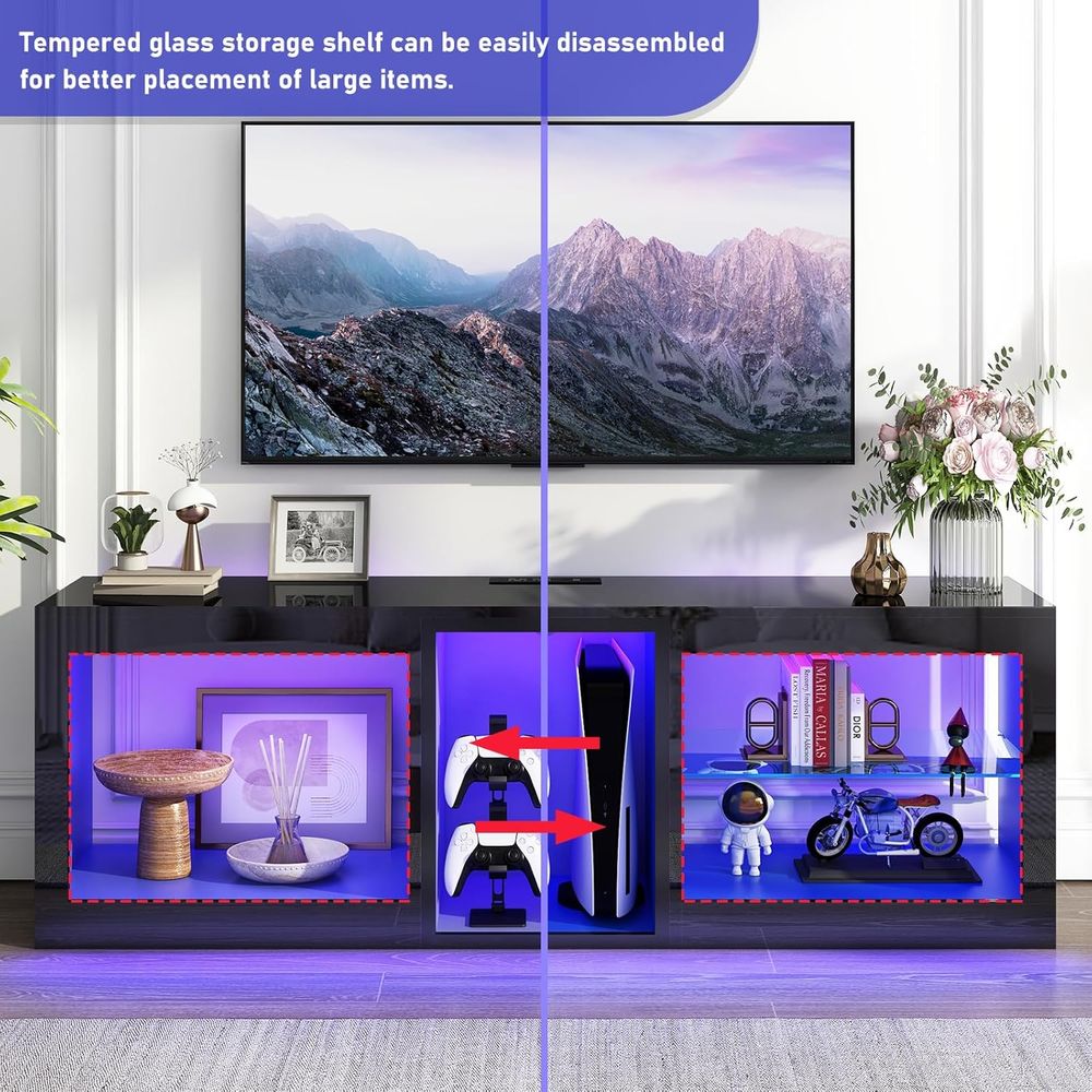 LED TV Stands with Power Outle - Gaming Console Entertainment Center 评论和价格