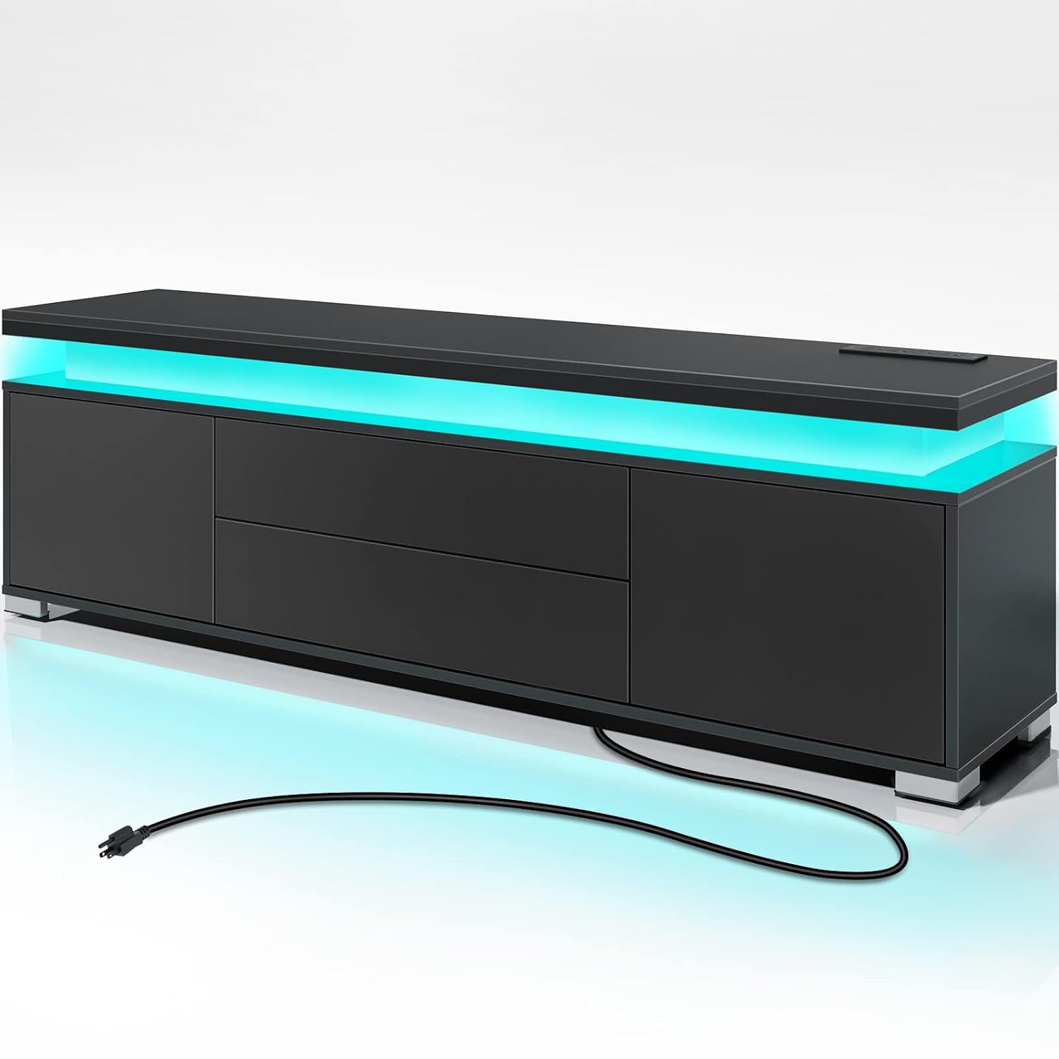 TV Stand with Power Outlet & L - Gaming Console Entertainment Center 评论和价格