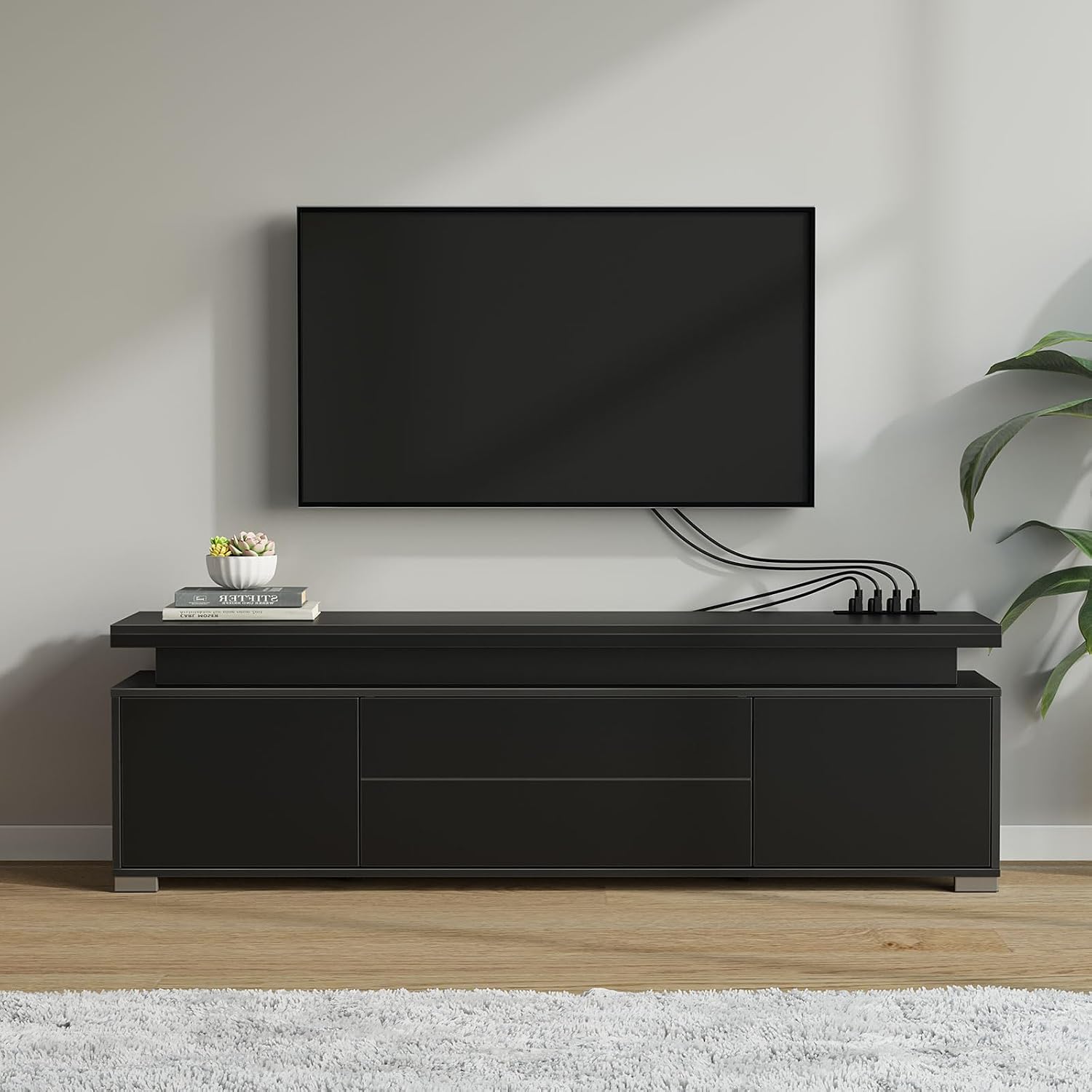 TV Stand with Power Outlet & L - Gaming Console Entertainment Center 评论和价格
