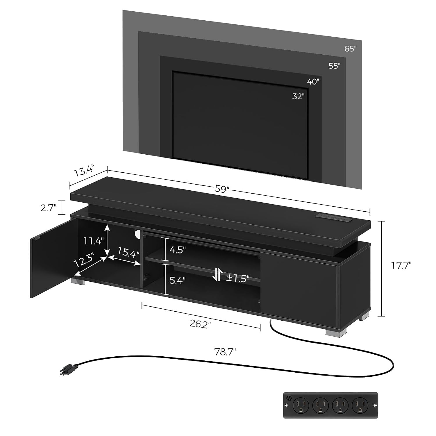 TV Stand with Power Outlet & L - Gaming Console Entertainment Center 评论和价格