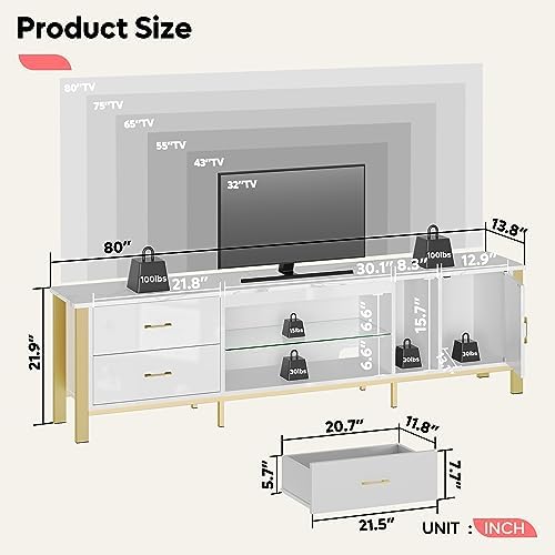 TV Stand for 75/80/85 inch TVs - Gaming Console Entertainment Center 评论和价格