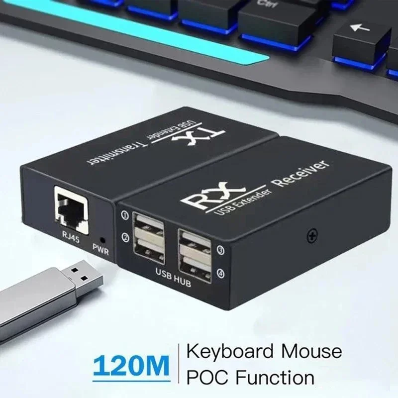 120M 4 Port USB Extender Over  - Lan Cable Gaming 评论和价格